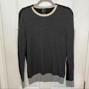 ARMANI Exchange Merino Wool Colourblock Crewneck Pullover Sweater Medium